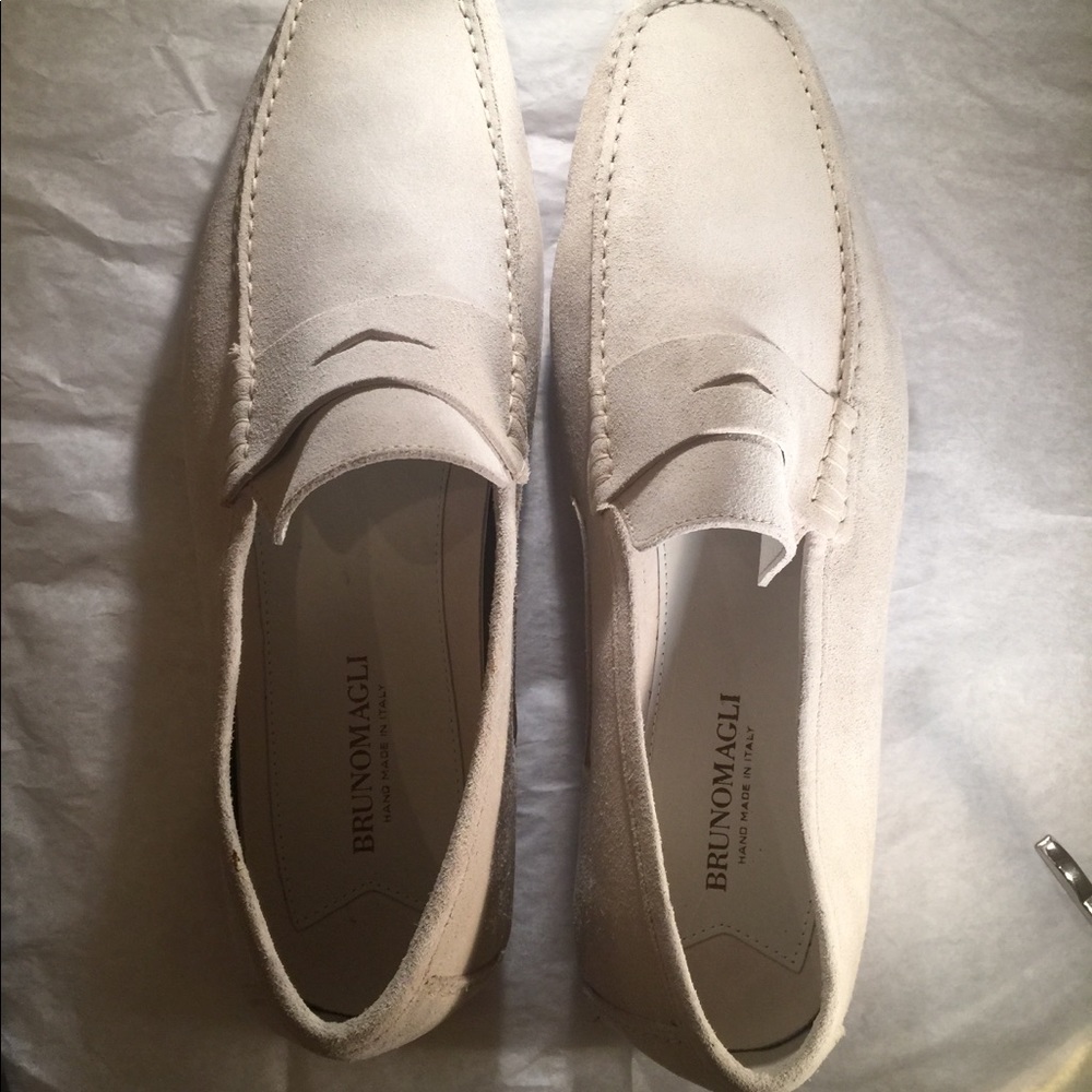 NEW Bruno Magli Men’s White Suede Loafers Size 13